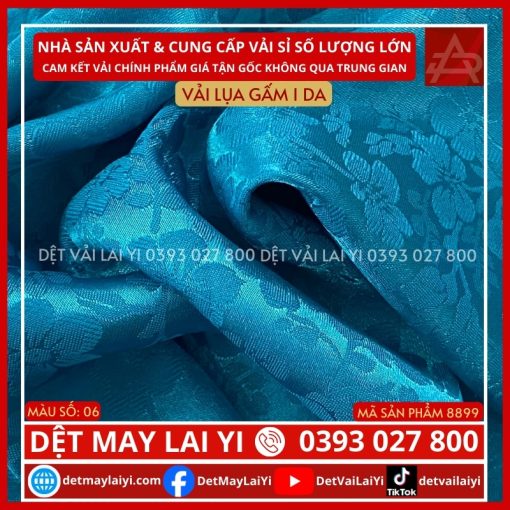 Kho Vải Lụa Gấm 1 Da Màu Xanh Biển May Áo Dài Lai Yi TP HCM