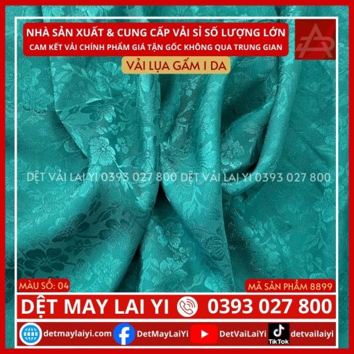 Kho Vải Lụa Gấm 1 Da Màu Xanh Ngọc May Áo Dài Lai Yi