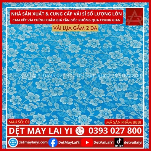 Kho Vải Lụa Gấm 2 Da Màu Xanh Biển