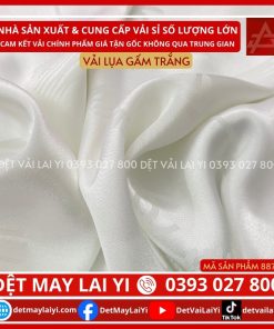 Kho Vải Lụa Gấm Trắng Hoa Văn Chanel May Áo Dài Lai Yi TP HCM