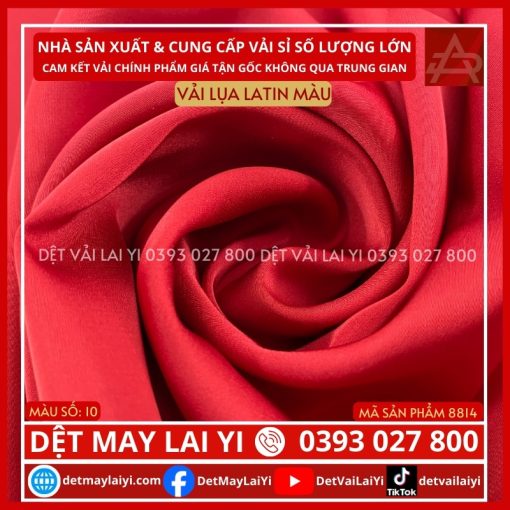 Kho Vải Lụa Latin Màu Đỏ Tươi Lai Yi