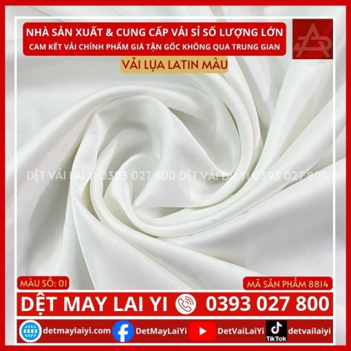 Kho Vải Lụa Latin Màu Trắng May Đồ Bộ Pijama Mặc Nhà Quận Bình Tân