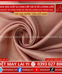 Kho Vải Lụa Xước Vân Gỗ Màu Hồng Ruốt May Đồ Bộ Pijama Lai Yi Bình Tân