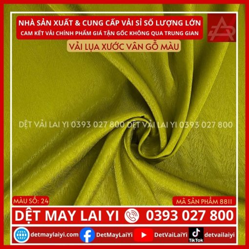 Kho Vải Lụa Xước Vân Gỗ Màu Xanh Cốm May Đồ Bộ Pijama Mặc Nhà Lai Yi Bình Tân TP HCM