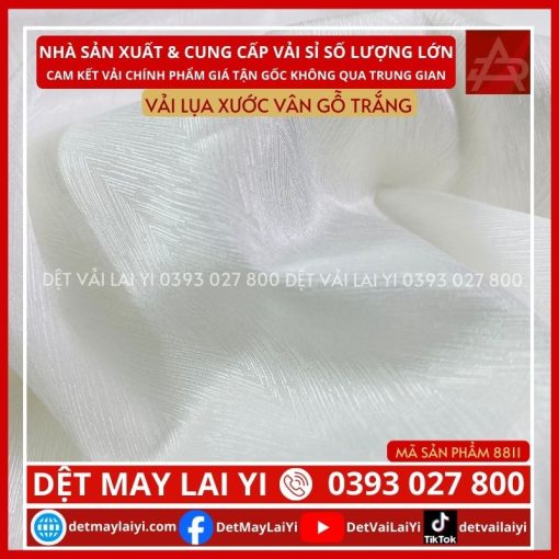 Kho Vải Lụa Xước Vân Gỗ Trắng May Đồ Bộ Pijama Mặc Nhà