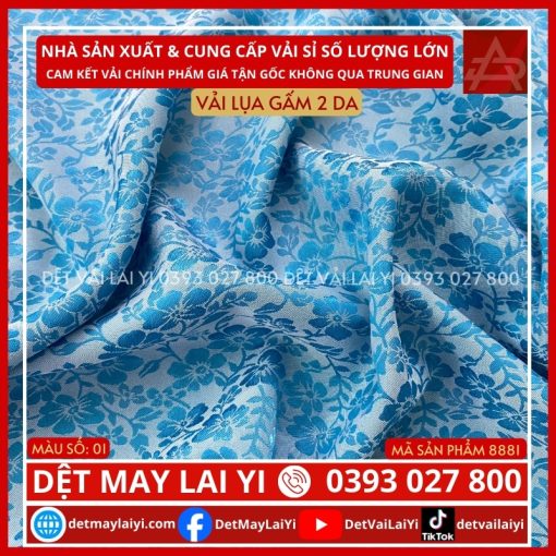 Tổng Kho Vải Lụa Gấm 2 Da Màu Xanh Biển Lai Yi