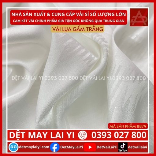 Tổng Kho Vải Lụa Gấm Trắng Hoa Văn Chanel May Áo Dài Lai Yi Bình Tân TP HCM