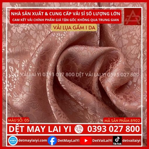 Vải Lụa Gấm 1 Da Màu Hồng Ruốt Đậm May Áo Dài Lai Yi TP HCM