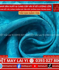 Vải Lụa Gấm 1 Da Màu Xanh Biển May Áo Dài TP HCM