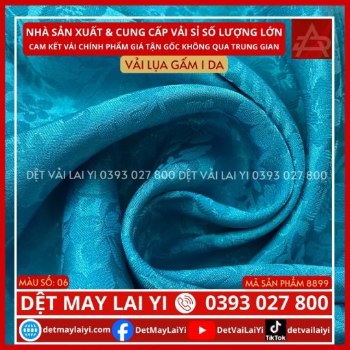 Vải Lụa Gấm 1 Da Màu Xanh Biển May Áo Dài TP HCM