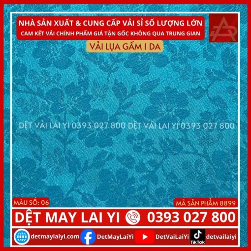 Vải Lụa Gấm 1 Da Màu Xanh Biển May Áo Dài Lai Yi Quận Bình Tân