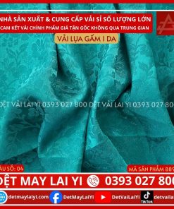 Vải Lụa Gấm 1 Da Màu Xanh Ngọc May Áo Dài Lai Yi