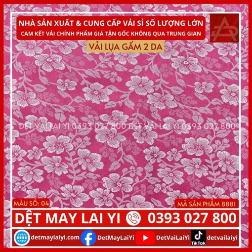 Vải Lụa Gấm 2 Da Màu Hồng May Áo Dài