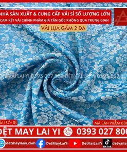 Vải Lụa Gấm 2 Da Màu Xanh Biển Lai Yi