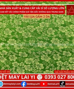 Vải Lụa Gấm 2 Da Màu Xanh Cốm May Áo Dài