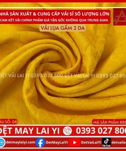 Vải Lụa Gấm Hoa 2 Da Màu Vàng Tươi May Áo Dài Đồ Bộ Bà Ba