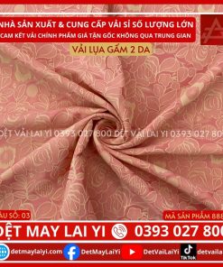 Vải Lụa Gấm Hoa Hồng 2 Da Màu Hồng Cam May Áo Dài Đồ Bộ Bà Ba