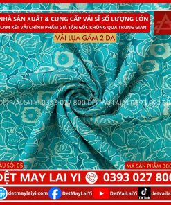 Vải Lụa Gấm Hoa Hồng 2 Da Màu Xanh Ngọc May Áo Dài Đồ Bộ Bà Ba