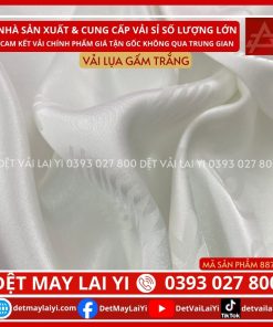 Vải Lụa Gấm Trắng Hoa Văn Chanel May Áo Dài Lai Yi Bình Tân TP HCM