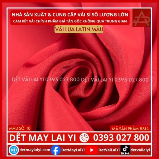 Vải Lụa Latin Màu Đỏ Tươi Lai Yi