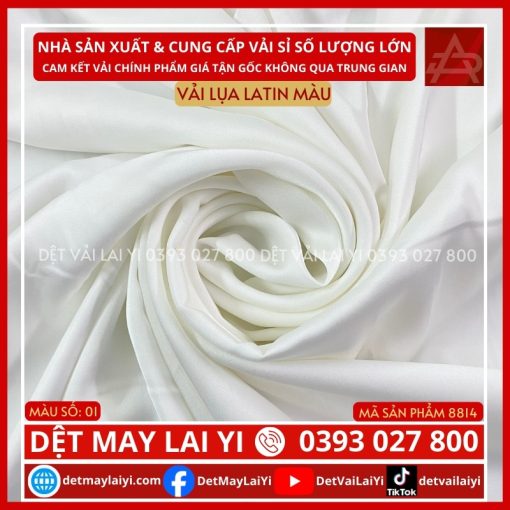 Vải Lụa Latin Màu Trắng May Đồ Bộ Pijama Mặc Nhà TP HCM