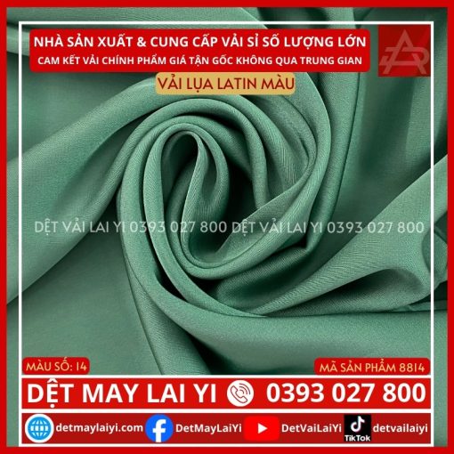 Vải Lụa Latin Màu Xanh Ngọc Lai Yi