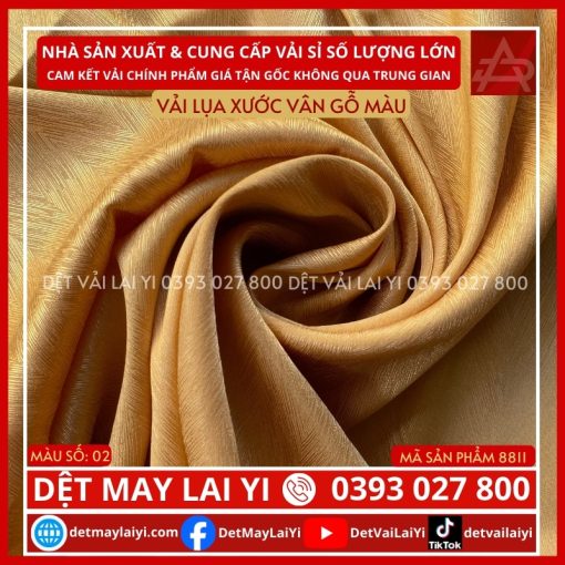 Vải Lụa Xước Vân Gỗ Màu Vàng Đồng May Đồ Bộ Pijama Lai Yi