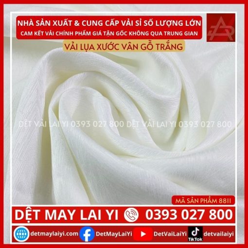 Vải Lụa Xước Vân Gỗ Trắng May Pijama