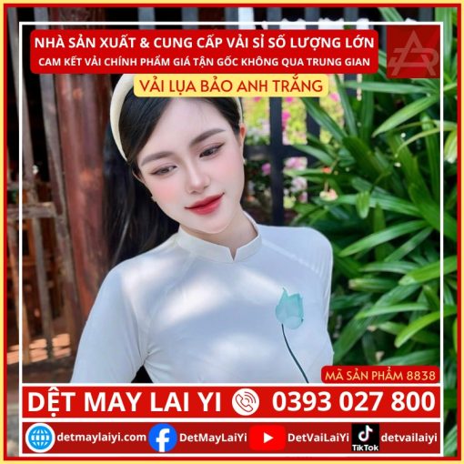 Vải lụa bảo anh trắng Lai Yi may áo dài