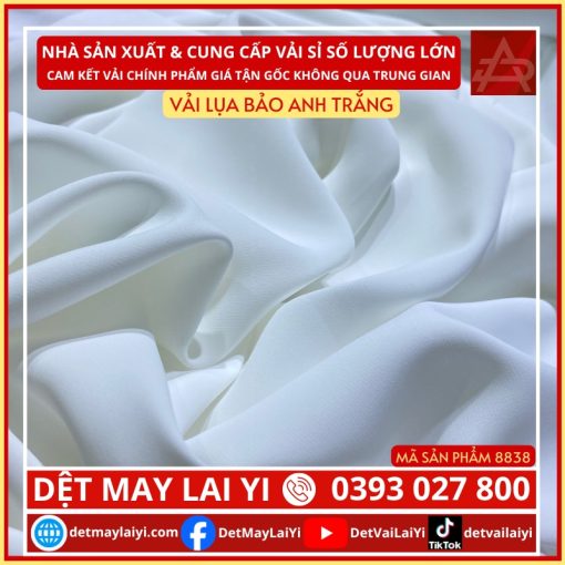 Vải lụa bảo anh trắng Lai Yi may áo dài trắng nữ sinh