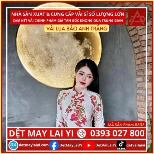 Vải lụa bảo anh trắng Lai Yi dùng cho in chuyển nhiệt may áo dài