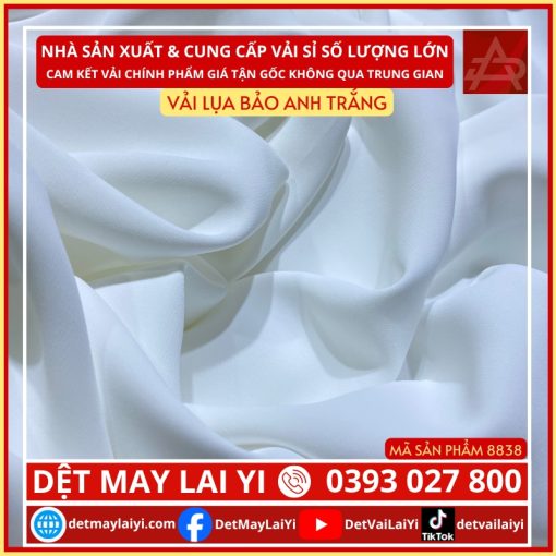 Xưởng vải lụa bảo anh trắng lai yi may áo dài trắng