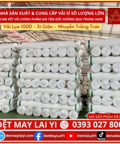 Kho Vải Lụa 100D - Xi Giãn - Nhuyễn Trắng Trơn