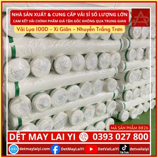 Lai Yi Chuyên Cung Cấp Vải Lụa 100D - Xi Giãn - Nhuyễn Trắng Trơn