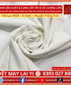 Vải Lụa 100D - Xi Giãn-Nhuyễn Trắng Trơn