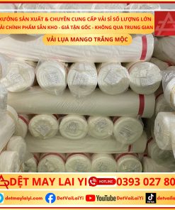 Kho Vải Lụa Mango Trắng Mộc Chuyên Dùng Cho In Chuyển Nhiệt May Áo Dài Truyền Thống