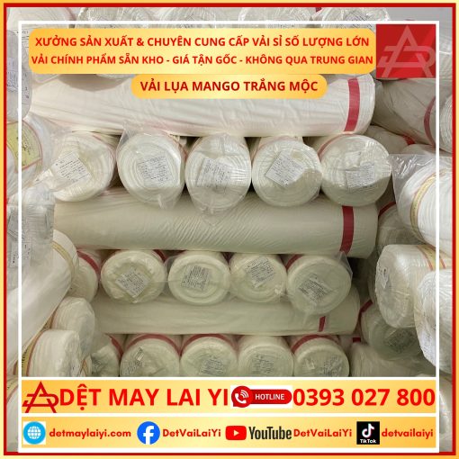 Kho Vải Lụa Mango Trắng Mộc Chuyên Dùng Cho In Chuyển Nhiệt May Áo Dài Truyền Thống