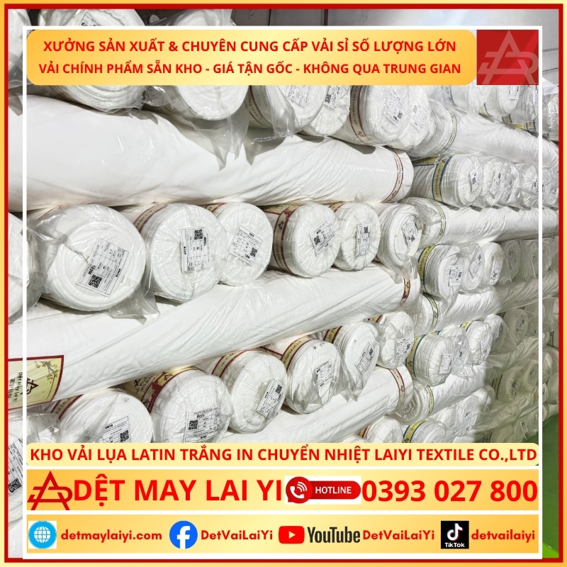 Chuyên cung cấp sỉ số lượng lớn vải Latin Trắng cao cấp cho in chuyển nhiệt tại kho Laiyi Textile Co., Ltd