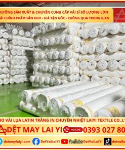 Vải Latin Trắng In chuyển nhiệt chất lượng cao chuyên may Pyjama, đầm, đồ bộ