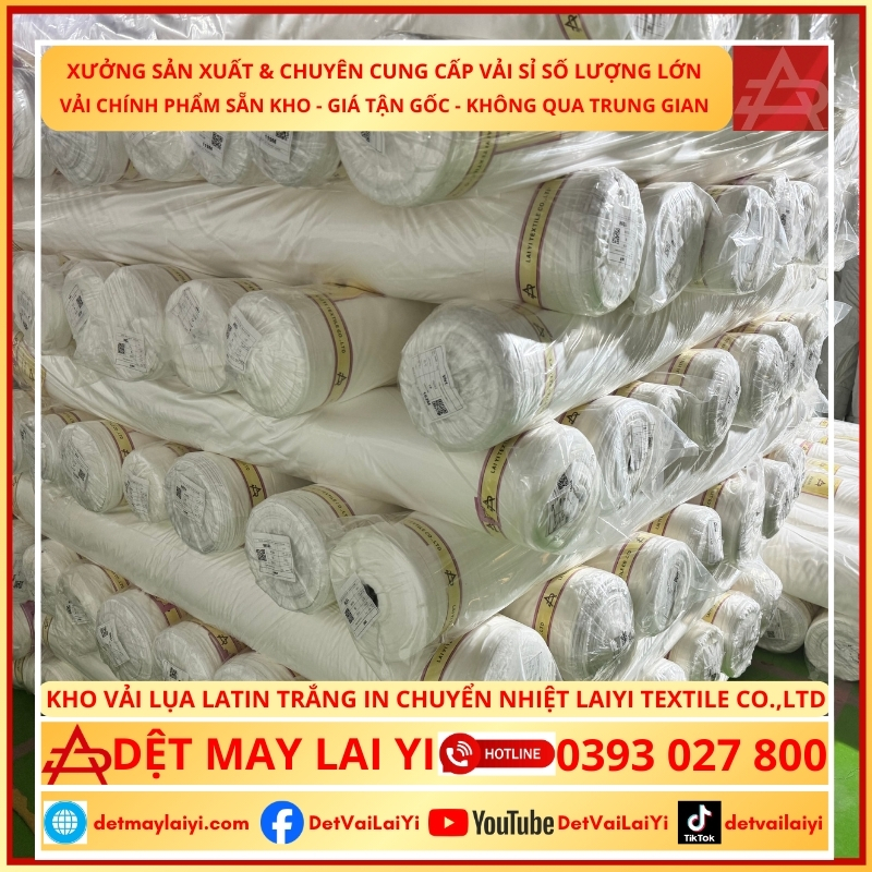 Lụa Latin Trắng In Lai Yi Textile – Vải in chuyển nhiệt cao cấp, mềm mại, chuyên may Pyjama