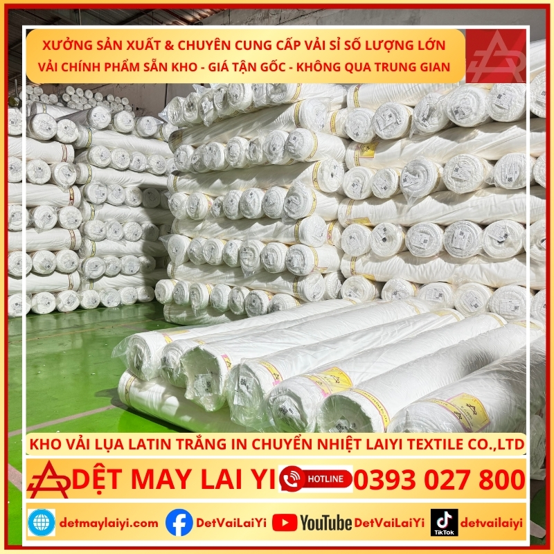 Lụa Latin Trắng In Lai Yi Textile – Vải in chuyển nhiệt cao cấp, mềm mại, chuyên may Pyjama
