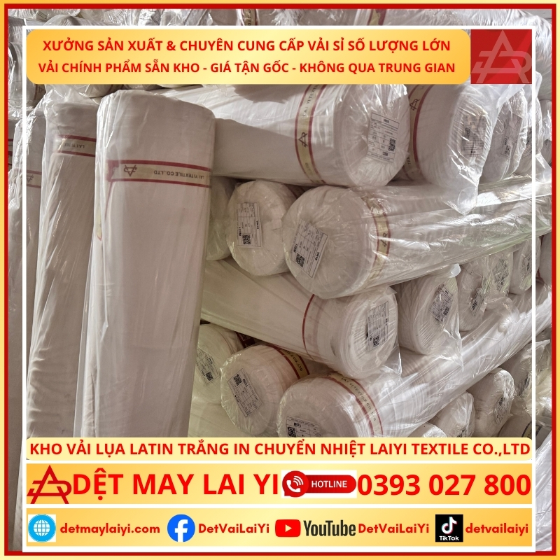 Vải Latin Trắng In Chuyển Nhiệt cao cấp, chuyên dụng in hoa văn sắc nét và bền màu