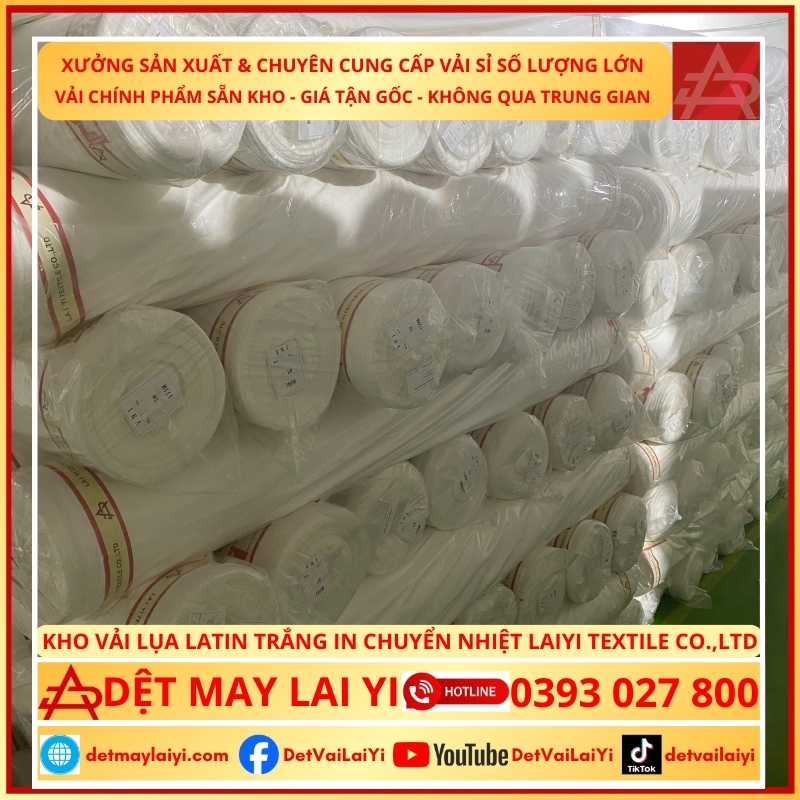 Xưởng sản xuất vải Latin trắng cao cấp may đồ bộ Pyjama trực tiếp tại Lai Yi Textile Co., Ltd
